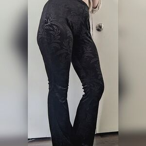 Black velvet flare leggings